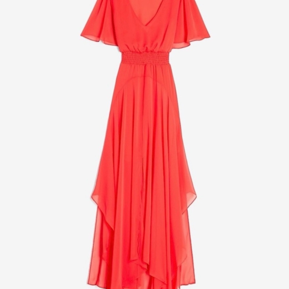 Express Vibrant Coral High Low Dress